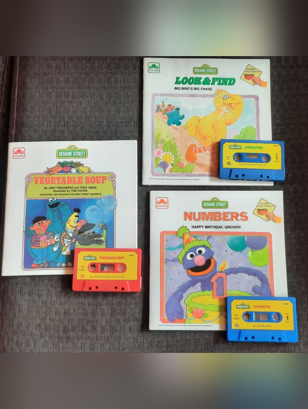 Vintage Sesame Street Read Along Children's Story Books & Cassettes Lot of 3
